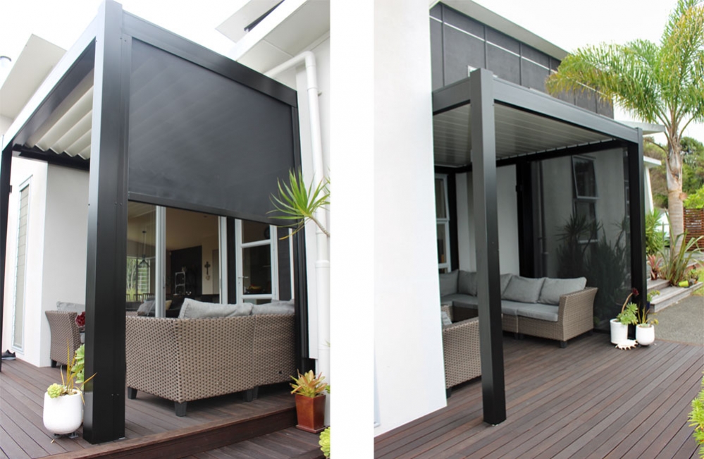 The alcove is used year round since the Bask louvre roof has been installed with the protective drop down awning