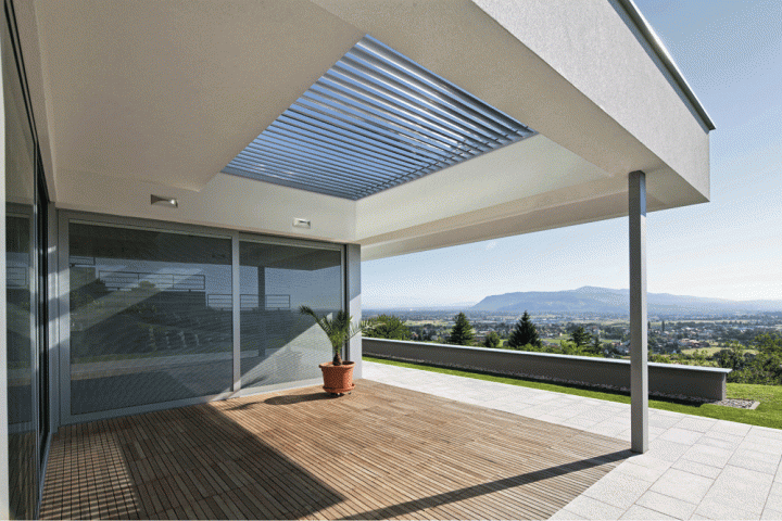 Bask Integrated Louvre roof built into pre built deck roof
