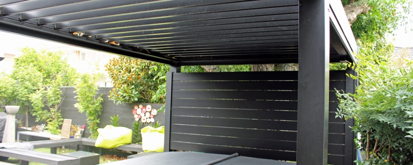 Louvre Roof added to complete this homeowners resort like backyard area
