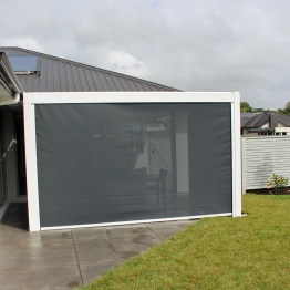 Drop down screens are ideal for privacy and wind protection on louvre roofs